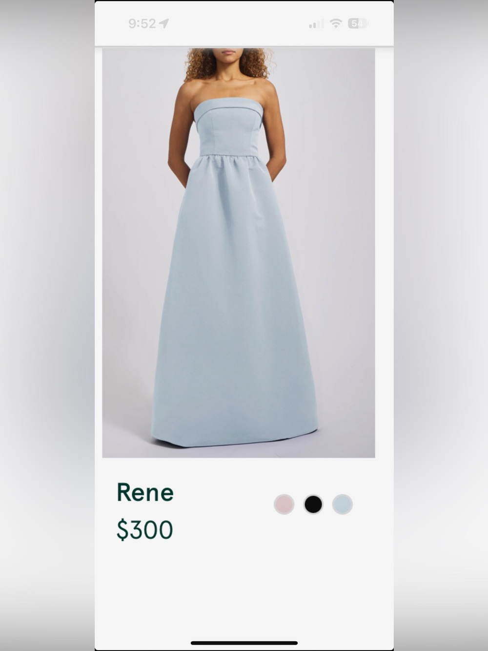 Amsale Strapless Rene Ice Blue Floor-Length faille fabric gown